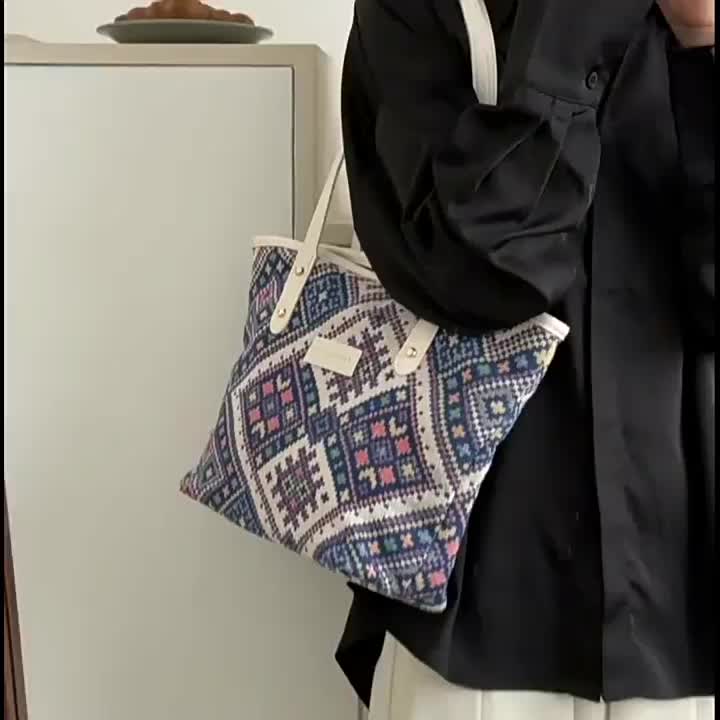 Tas Tote Wanita Bohemian Style Big Capacity Tas Selempang Korea Ins Fashion Style Lucu  Sekolah kuliah Tas- BAO022 Totebag