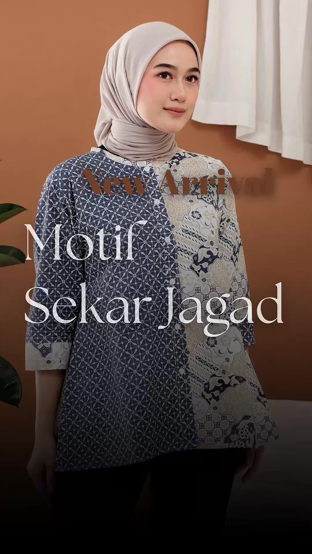 BATIK.KU Batik Kerja Wanita Modern Lengan 3/4 Panjang Motif Sekar Jagad Atasan Kantor Wanita Terbaru