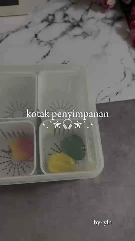 Kotak penyimpanan dengan filter, pembagi 4/6/9 sekat, kotak penyimpanan buah dan sayur dengan tutup, warna putih