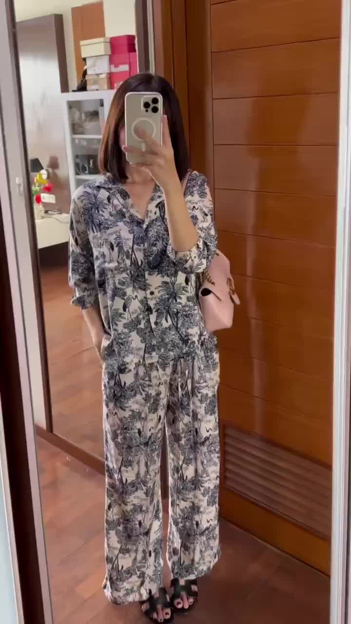 PAKAIAN WANITA ONE SET HIJAB PAKAIAN SETELAN SET WANITA SETCEL PIYAMBaju Kancing Atasan Celana Rayon