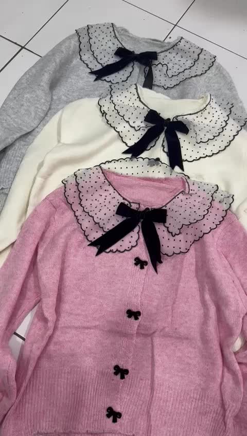 Markas Fashion99 Atasan Wanita Cardigan Pita Knitwear Rajut Premium Sailor Double 011 Ruffle Knit Baju Kardigan Kancing Outer Tebal Panjang Sweater Top Oversize Y2707