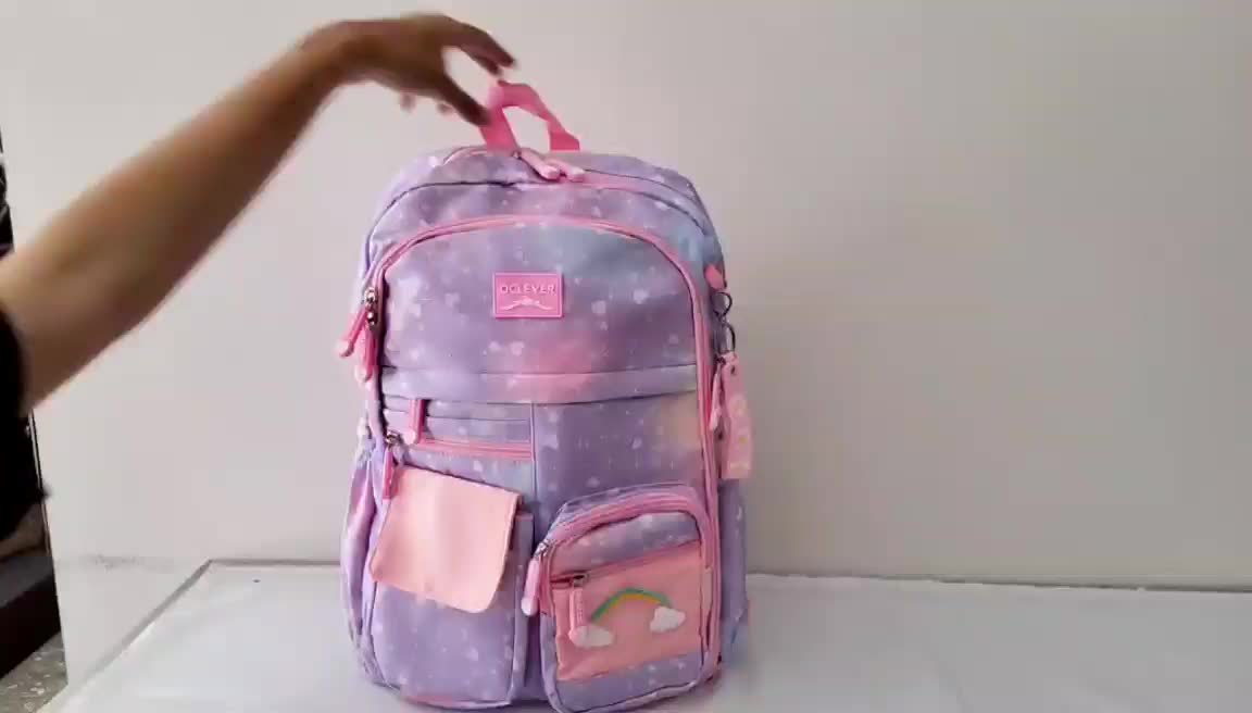 FARNELL - Tas Sekolah Ransel Anak Cewek Rainbow Model Pintu Kulkas Double Layer 989/999 Perempuan Fashion