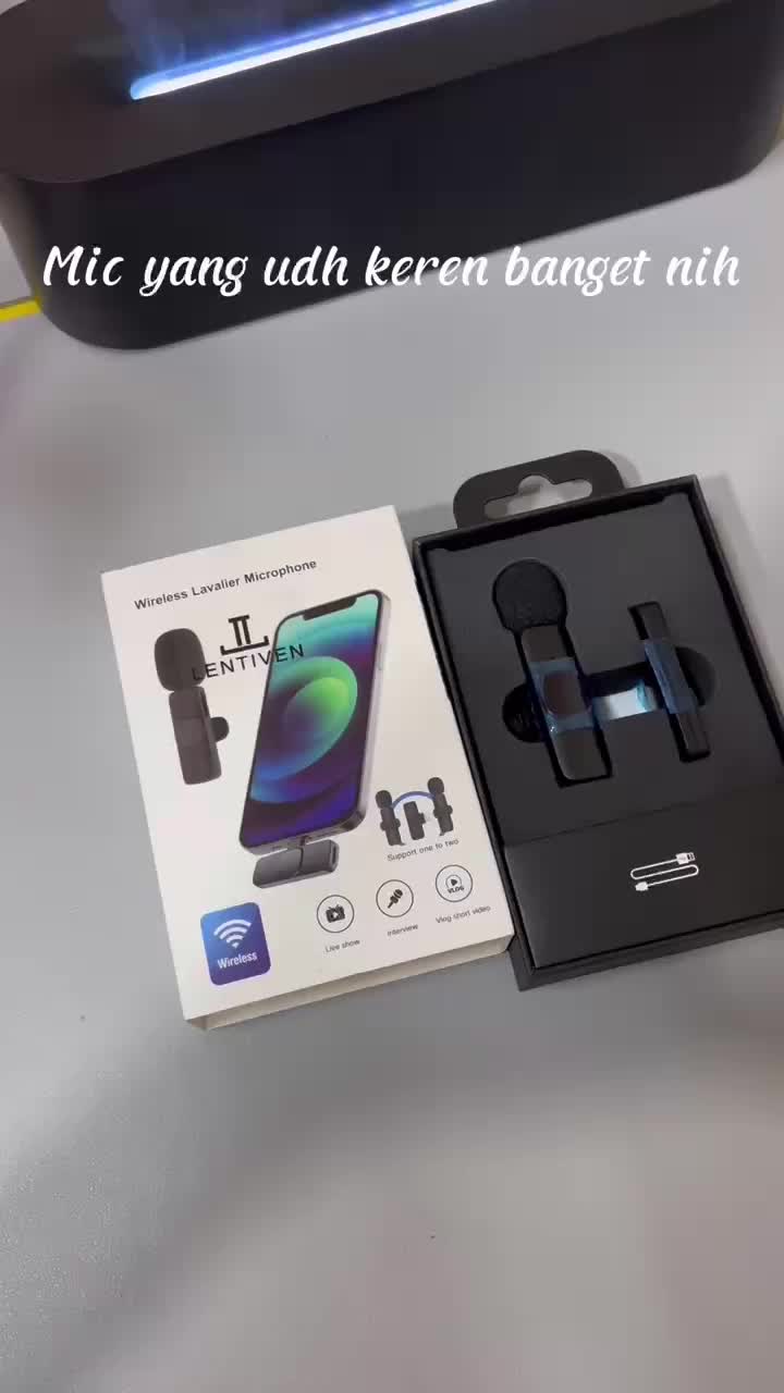 LENTIVEN Wireless Mikrofon dengan Clip on Wireless microphone Mikrofon