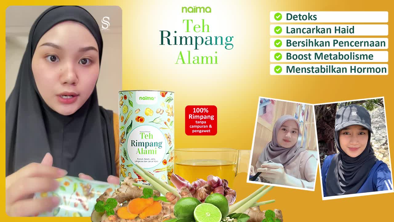 Teh Rimpang Naima - Minuman Teh Rimpang Alami 100% Original ala Dr.Zaidul Akbar -Kunyit, Sereh, Jahe, Lengkuas, dan Jeruk Nipis #sehatdaridalam