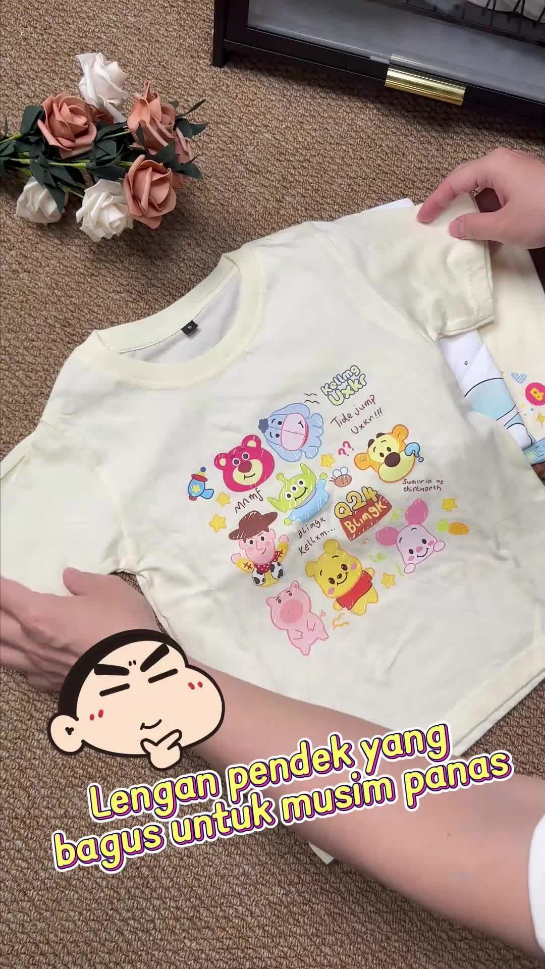 PAPAOO. [Barang spots]Kaos Anak Cerita Mainan Aprikot Unisex 2-15THN Anak Laki Laki & Anak Perempuan Katun 30s Sablon Kaos Anak Pakaian Fashion Cewe#02TZ Cotton Bayi