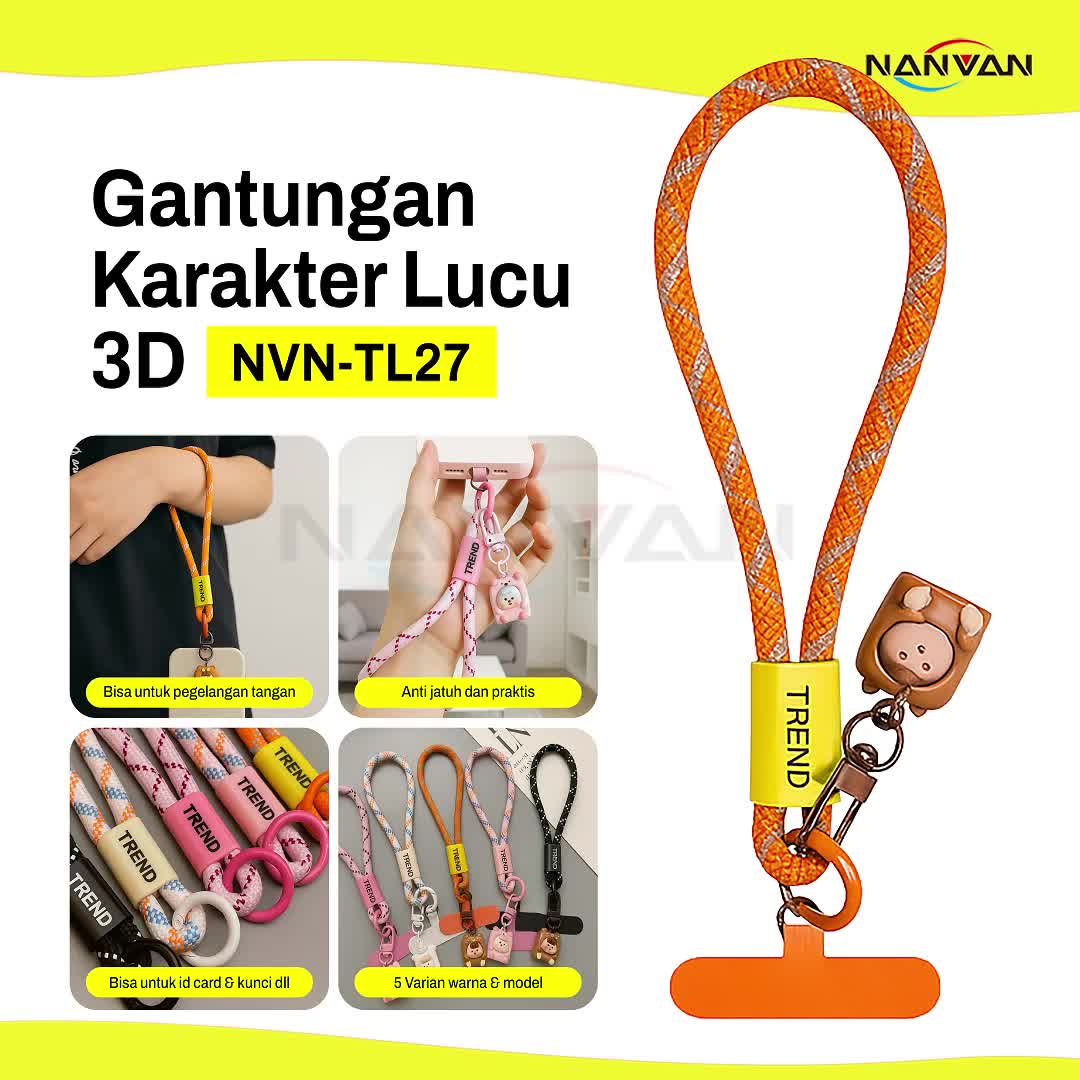 NANVAN NVN-TL27 Gantungan Tali Hp Lucu Karakter 3D - Tali Pergelangan Tangan Anti Jatuh Untuk Handphone