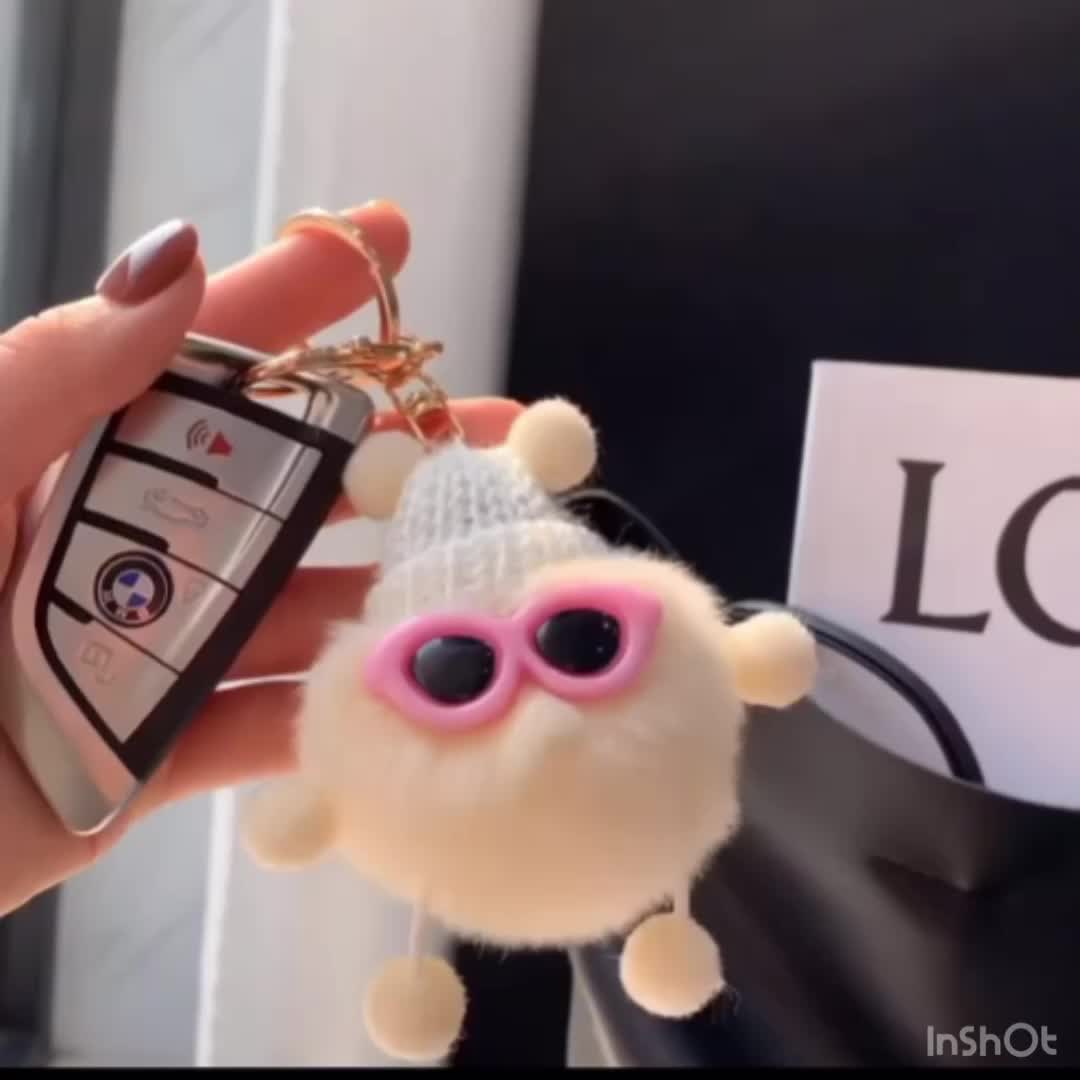 Boneka Gantungan Kunci Bulu Gantungan Kunci Monster Lucu Motif Cute Coal Balls Gantungan Tas Boneka