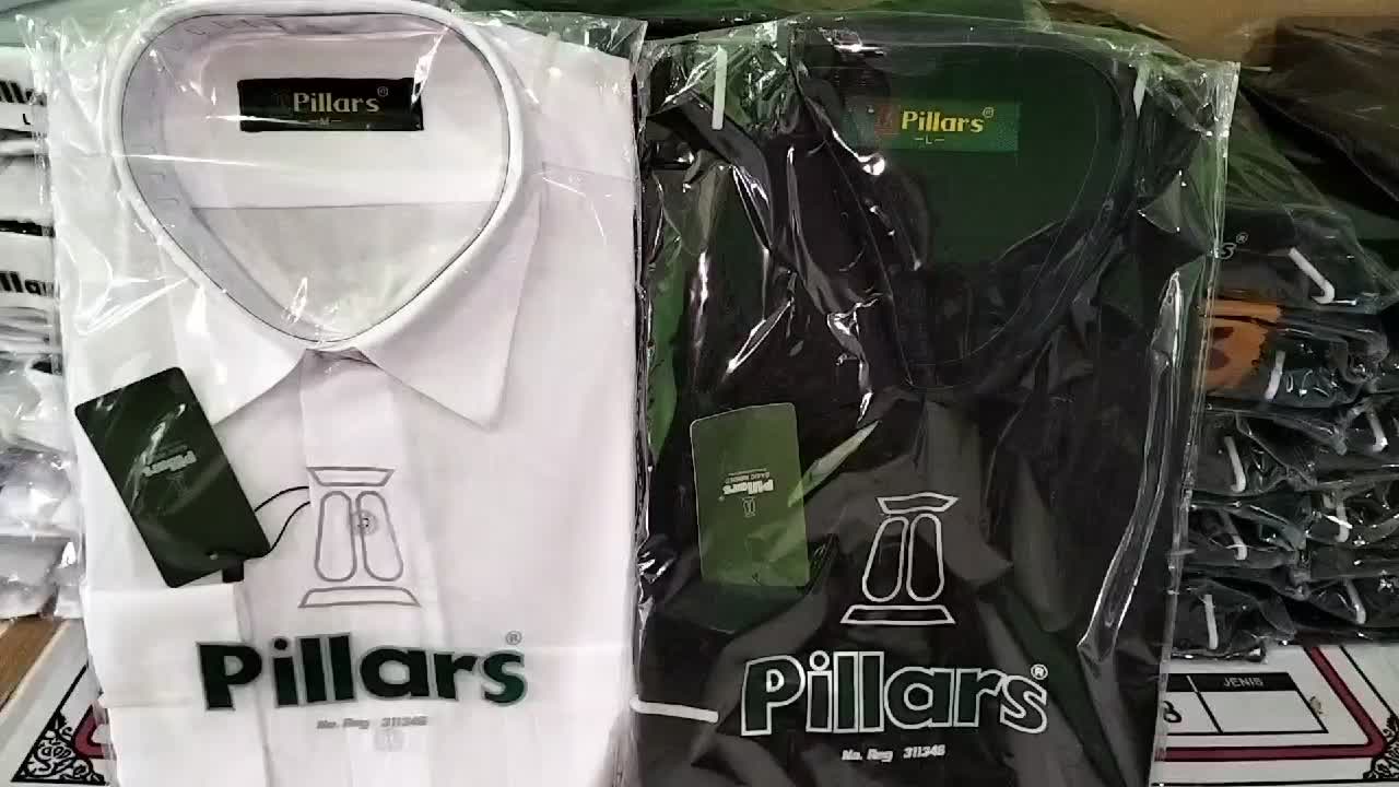 Kemeja Reguler Pillars Putih Hitam Polos dan List Reguler Nyaman Kantor Seragam Dewasa Formal Cowok Katun Baju - Slim Fit