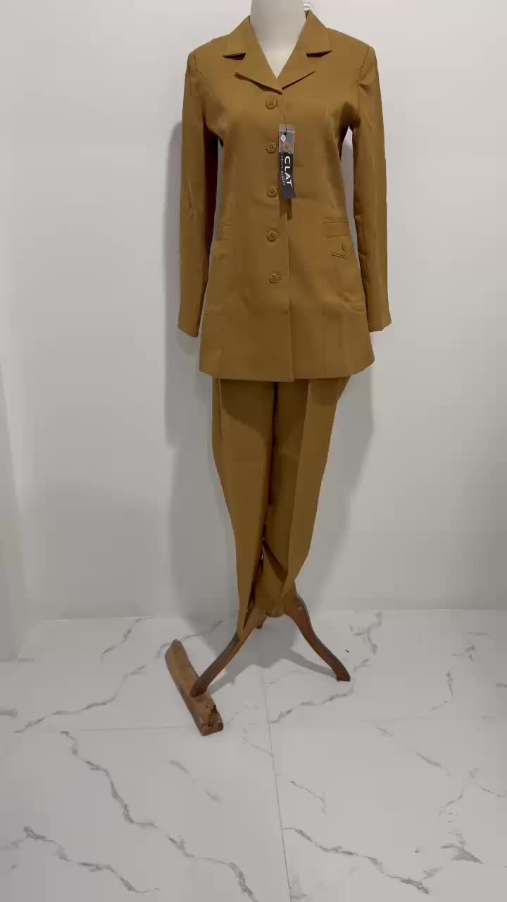 SeragamSeragam - Setelan Blazer Seragam Kerja PNS / ASN / Guru / Pemda Wanita Khaki Muda - Kerah Semoked , Lengan Panjang, Celana Panjang/Rok Panjang Semi Wool Berkualitas - Size S, M, L, XL