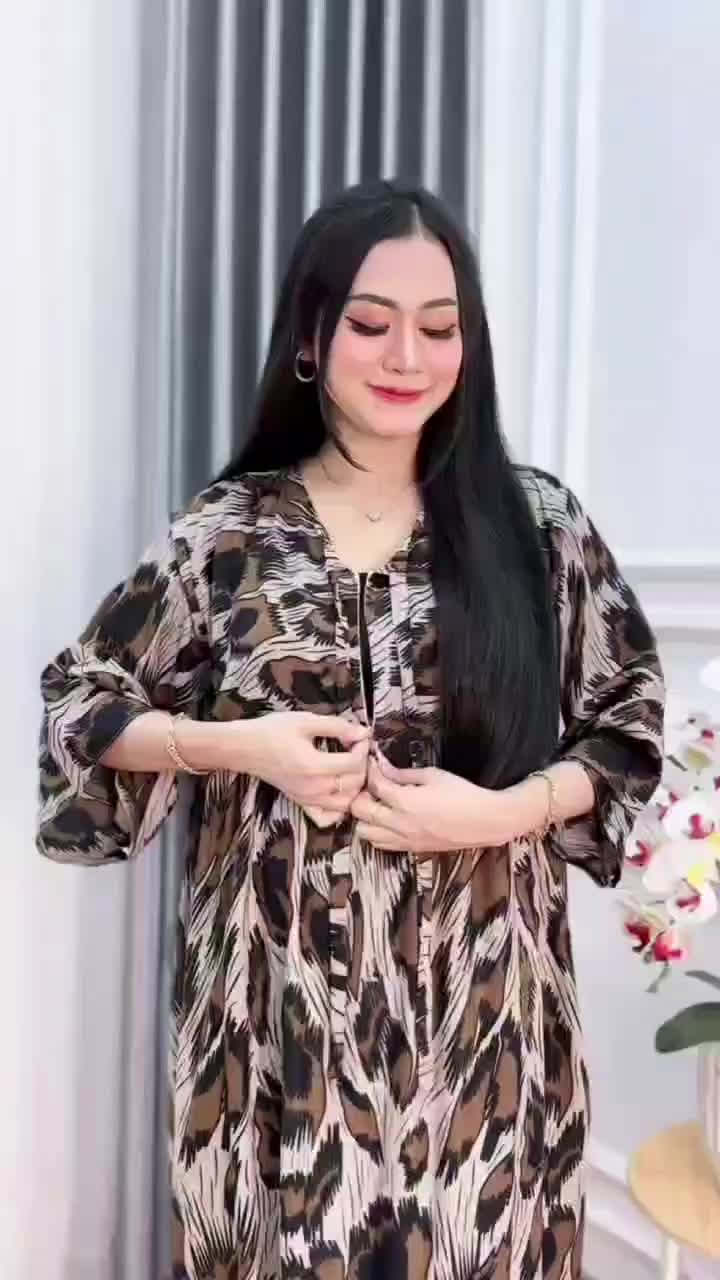 Dress Variasi Pita Size JUMBO XXL LD115cm Daster Rempel Motif Cantik Sekdress Panjang Rayon Nyaman Resleting Wanita Dewasa Busui Bumil Mididress Casual