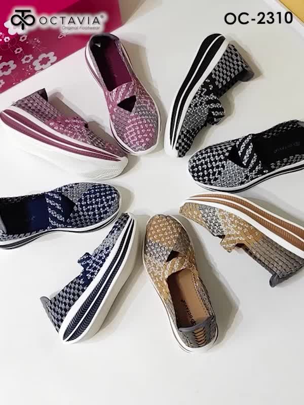 [ORIGINAL] OCTAVIA Sepatu Slip On Rajut Knit Wedges Wanita #OC-2310