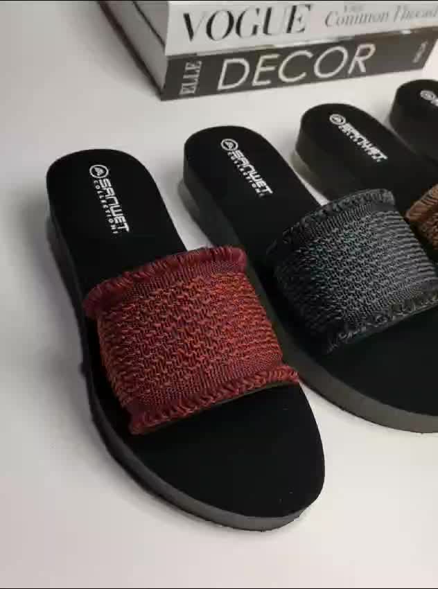 Sandal Flat Wanita Dewasa Selop Rajut Turki Serabut Datar Non Slip Sendal Terbaru