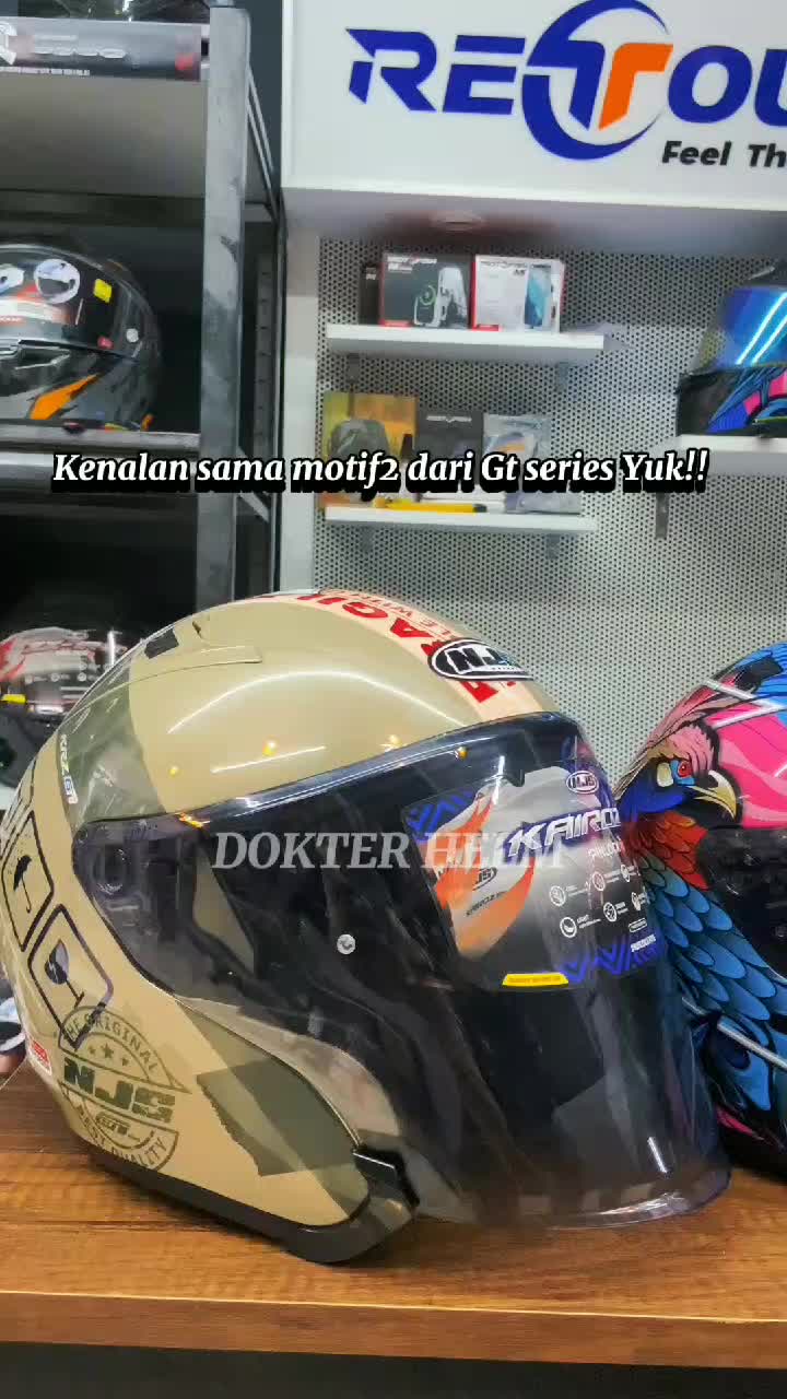 Helm NJS KAIROZ GT MOTIF Free Spoiler 3D Clear - Helm Half Face NJS GT ORIGINAL SNI