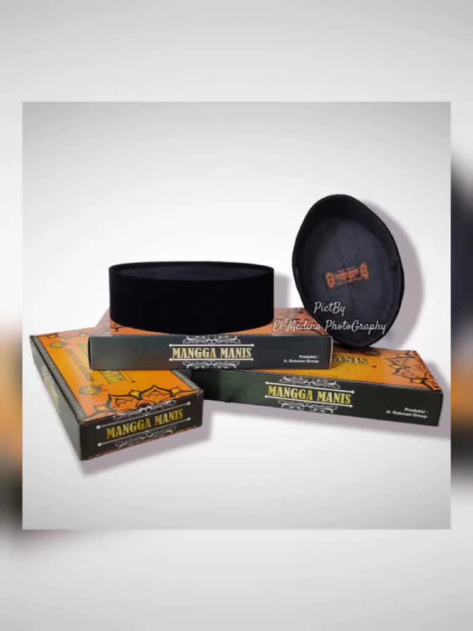 Peci Kopiah Songkok Mangga dua Dan Mangga Manis Nasional Hitam Polos Tinggi 6cm 7cm 8cm 9cm Motif Muslim Lokal Dewasa Pria kopyah  hitam  pendek