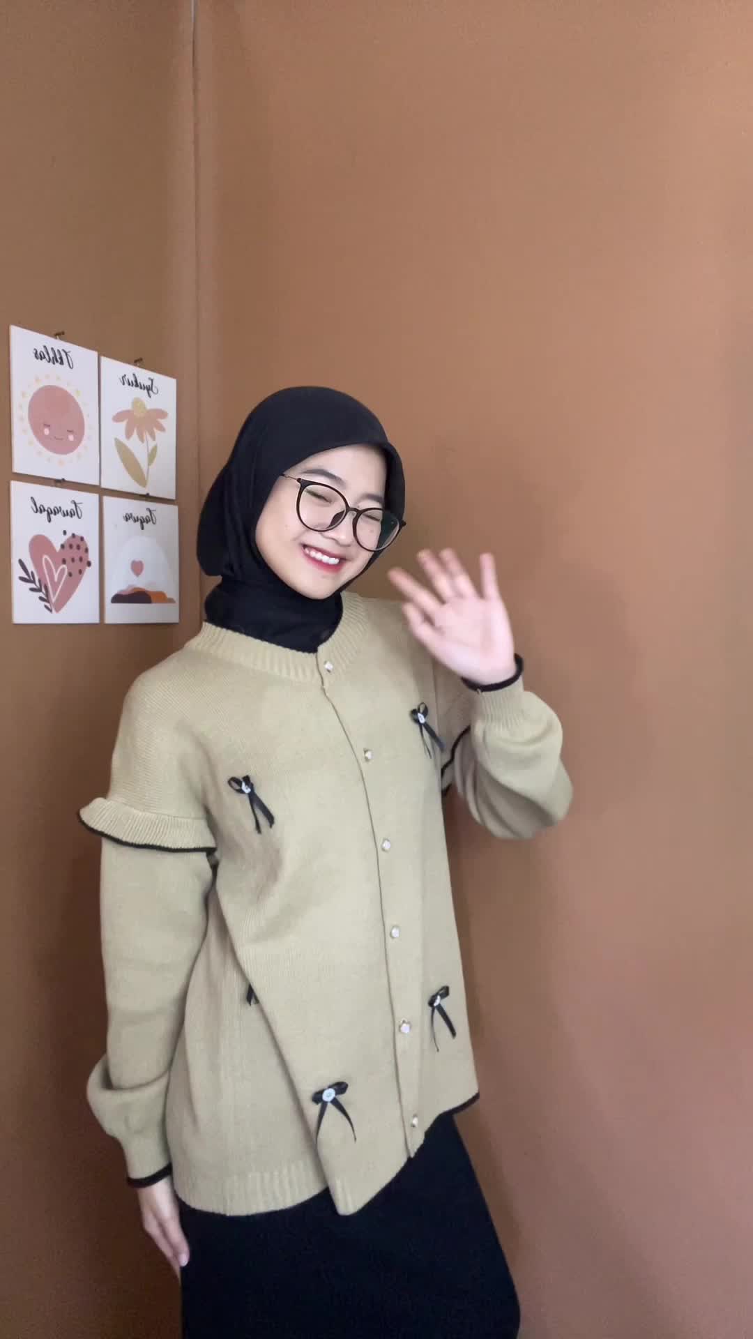 Cardigan Rajut Pita Wanita - Popy Knit Cardy Premium atasan rajut oversize knitwear pita Outer Kardigan Baju Panjang Sweater Fit Kancing tebal Basic Nyaman Lembut korea hitam