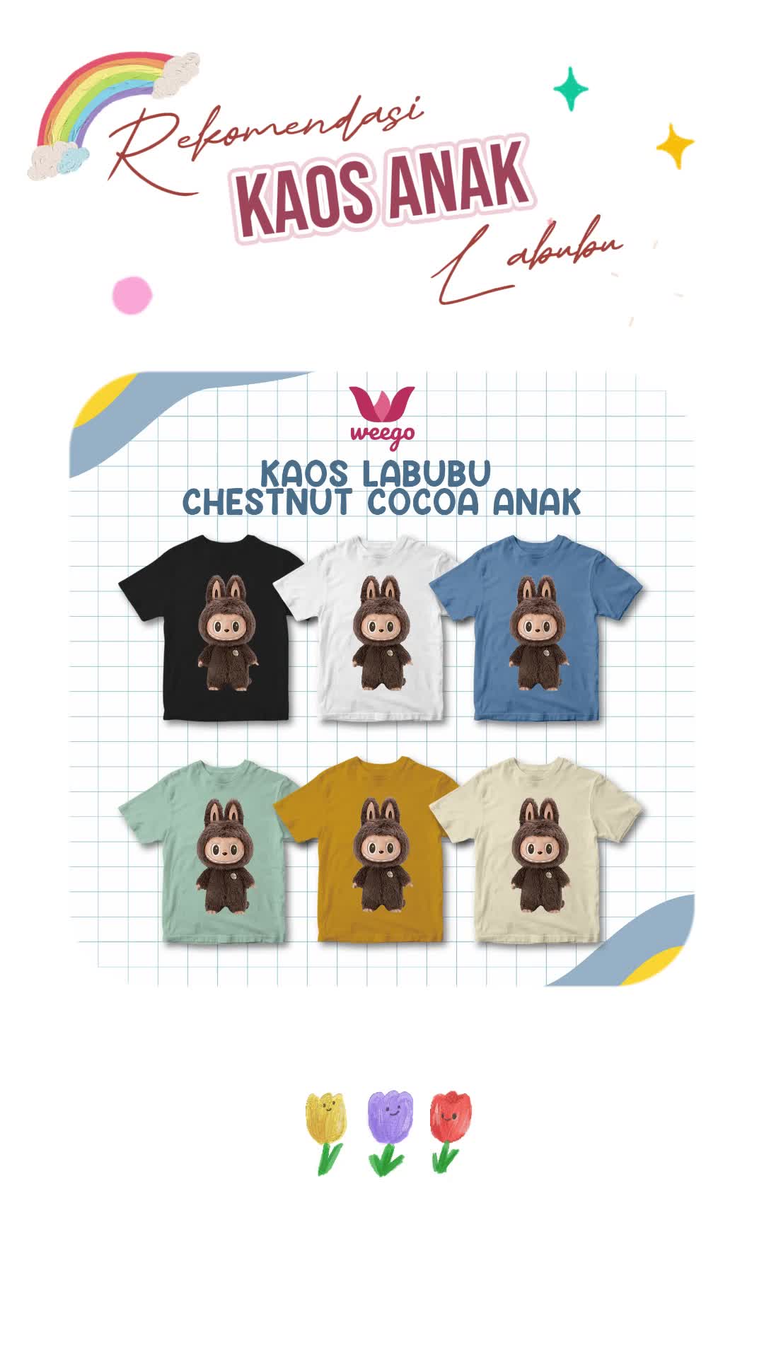 Kaos Anak Laki Laki Perempuan Lengan Pendek Atasan Usia 1-11 Tahun Motif Karakter Kartun Lucu K169 Full Color Cotton Combed 30s - WEEGO