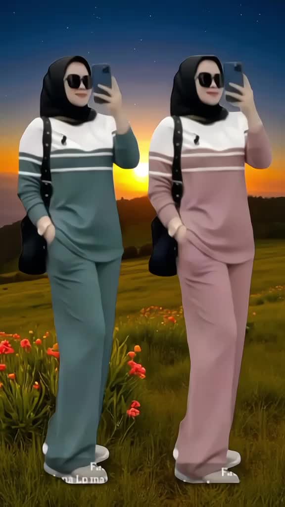 Setelan Wanita Kekinian Apolo set  Panjang set wanita casual + kaos Aster premium + celana panjng