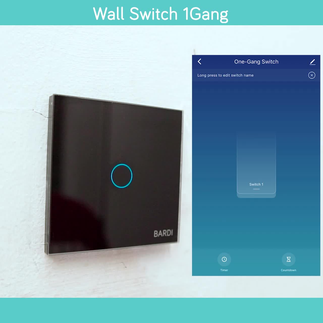 BARDI Wall Switch Smart Touch Saklar Sentuh Smarthome WiFi EU 1 / 2 / 3 Gang White (Putih) / Black (Hitam) Saklar Lampu Dinding Rumah Pintar Peralatan Kabel Netral Otomatis IoT Garansi Resmi 100% Original (Smarthaus Surabaya Indonesia)