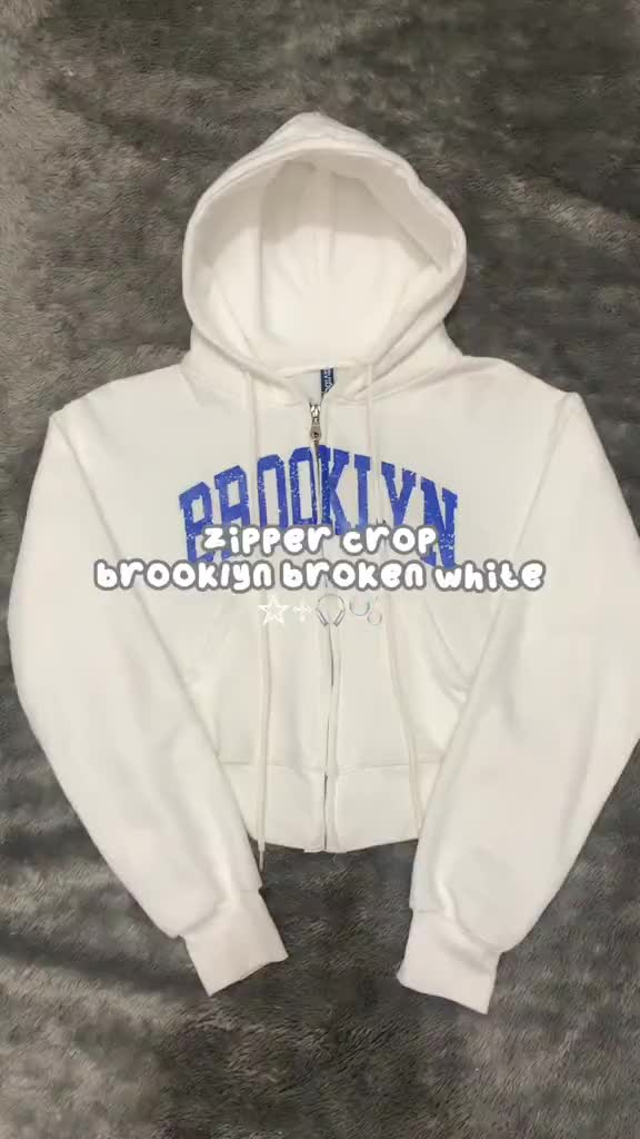 Zipper Crop Wanita BROOKLYN Logo Lilac - Hoodie Zipper Wanita Crop Bahan Fleece Tebal 280-320GSM Sweater Crop Zip Basic Tangan Panjang - Hoodie Wanita jaket resleting
