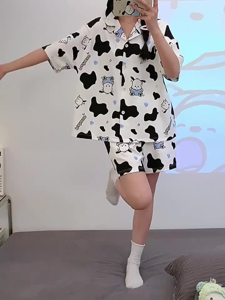 LITTLE DAISY | Piyama Wanita Korean Style Import  Baju Tidur Lengan Pendek Celana Pakaian Tidur Set Premium Sleepware Atasan Kancing Motif Panjang Setelan