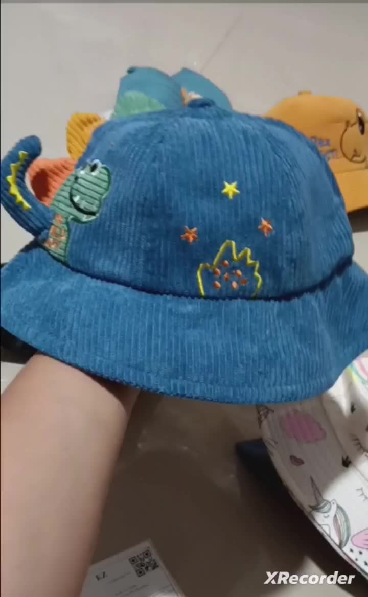 1-3 tahun | IMPORT | Topi Bucket Tali Karet Dino Dinosaurus 3D Anak Bayi Balita Laki Perempuan Musim panas Fashion bucket hat korean style Yellow Pink topianak