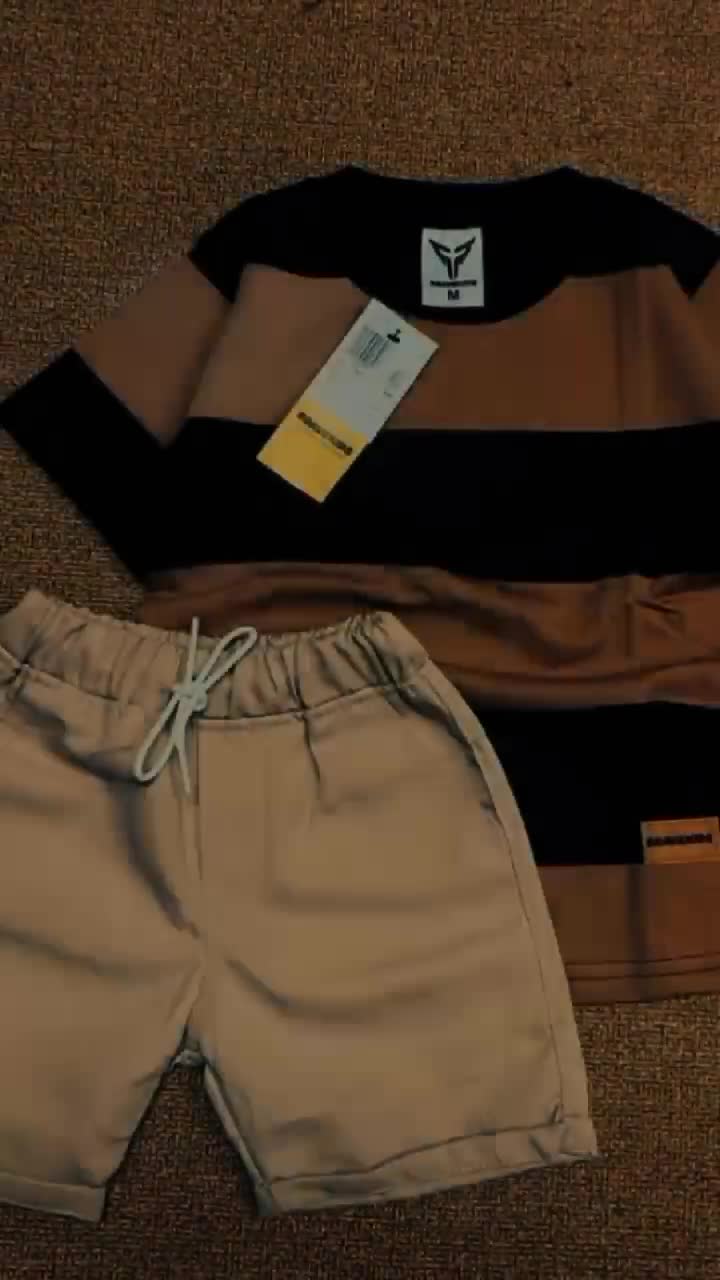 setelan anak laki laki atasan strif besar usia 1-6 tahun Fashion Cowok Katun Baju Celana Parsel