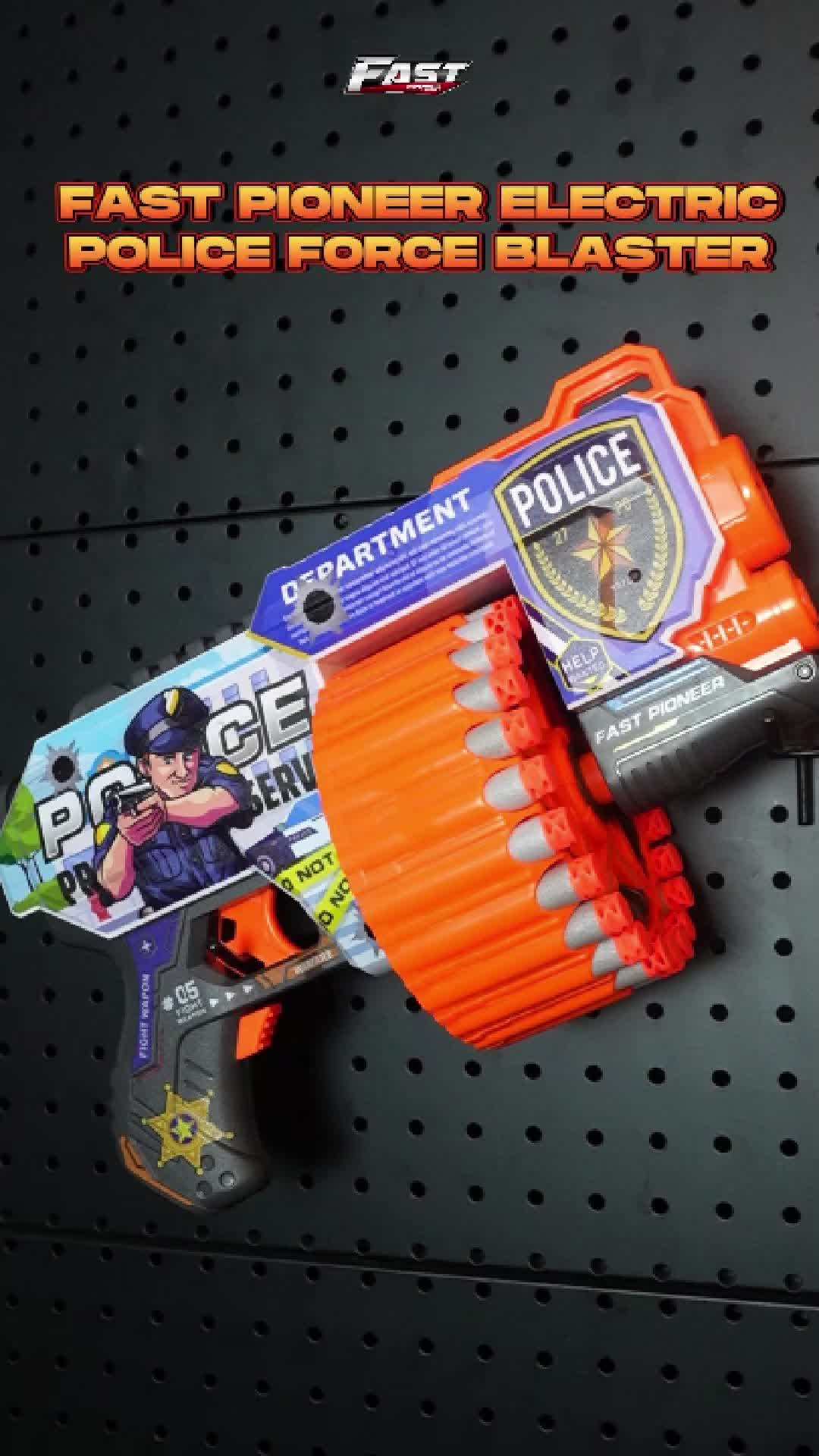 Fast Pioneer - Electric Police Force Blaster / Mainan Tembak Tembakan Anak Peluru Busa Otomatis