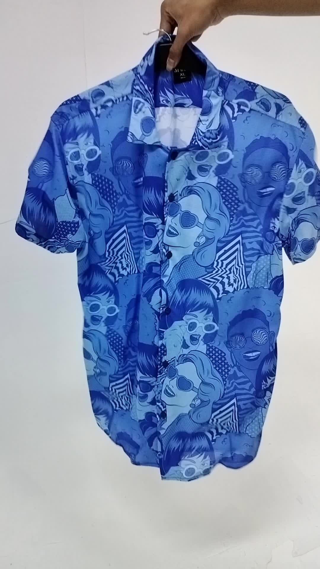 kemeja Pria/Wanita dewasa lengan pendek/SPOON/motif blue poster