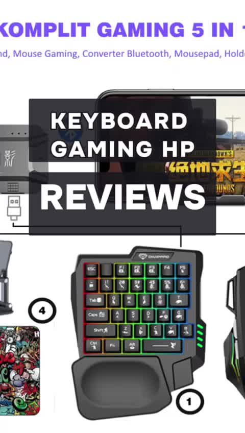 Paket Keyboard Gaming Single Hand RGB 5in1 3in1 Keyboard Gaming + Mouse Computer