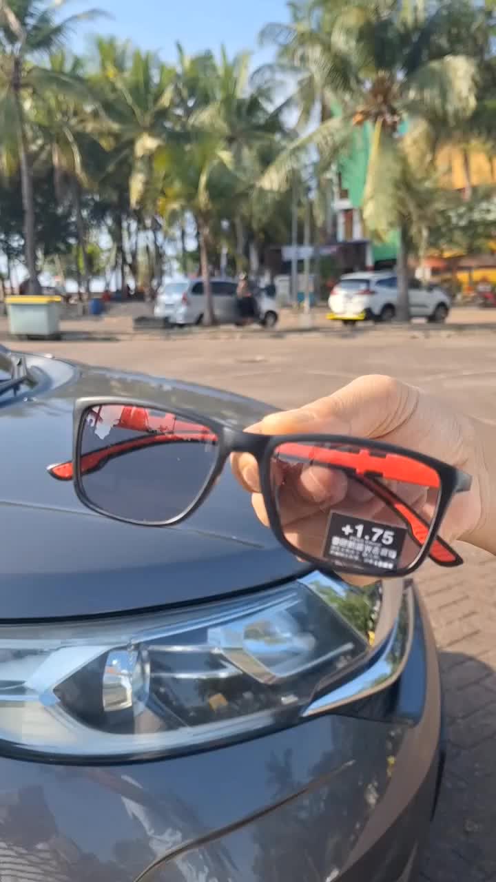 Kacamata Baca Plus Lensa Photocromic Frame Sporty Pria Ringan Jernih Hitam Black
