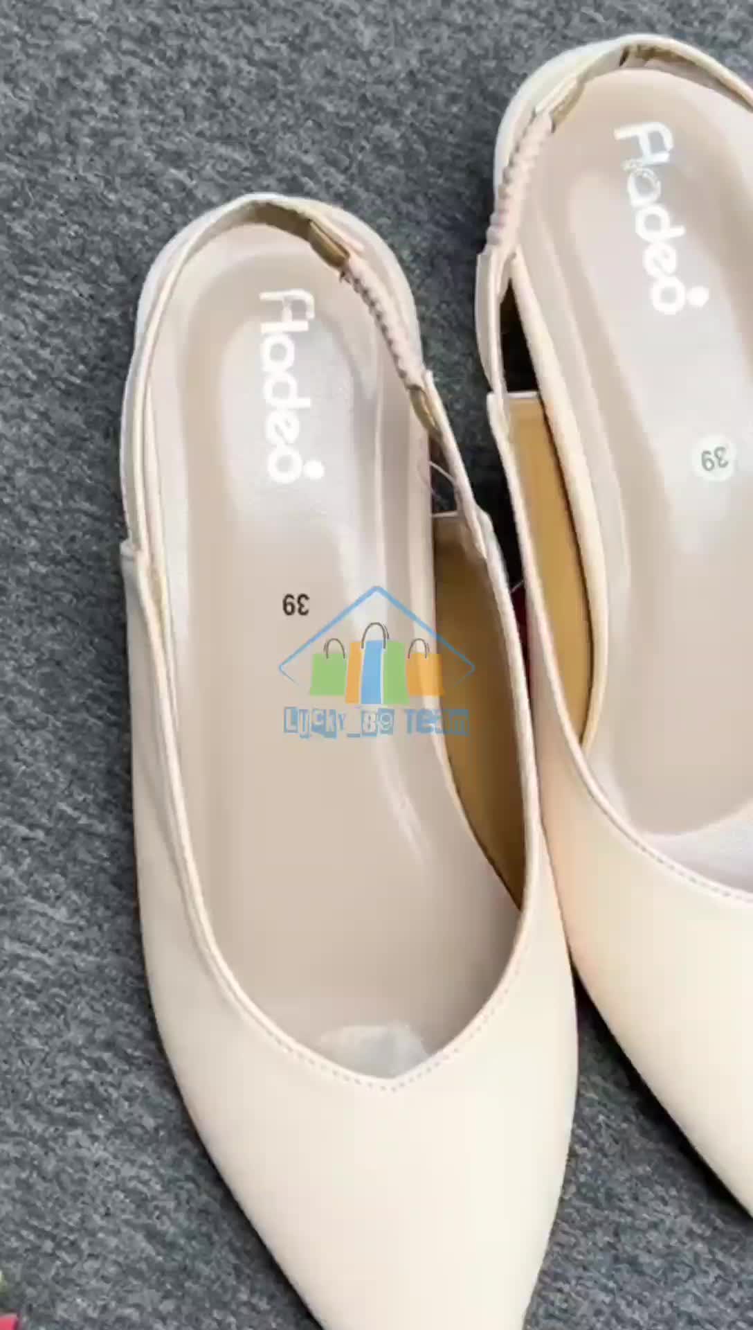 FLADEO Sandal Mules Wanita Simple Elegant Heels 3cm Shoes Sendal Pesta Tali Belakang Perempuan