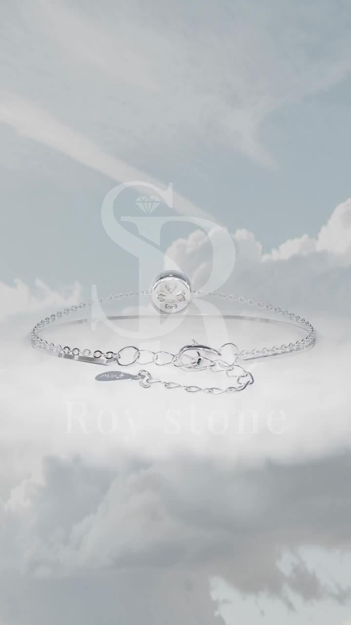 RoyStone - Gelang 2 Layer Bracelet Wanita Perhiasan Moissanite Sertifikat GRA Original Lapis Emas 18K