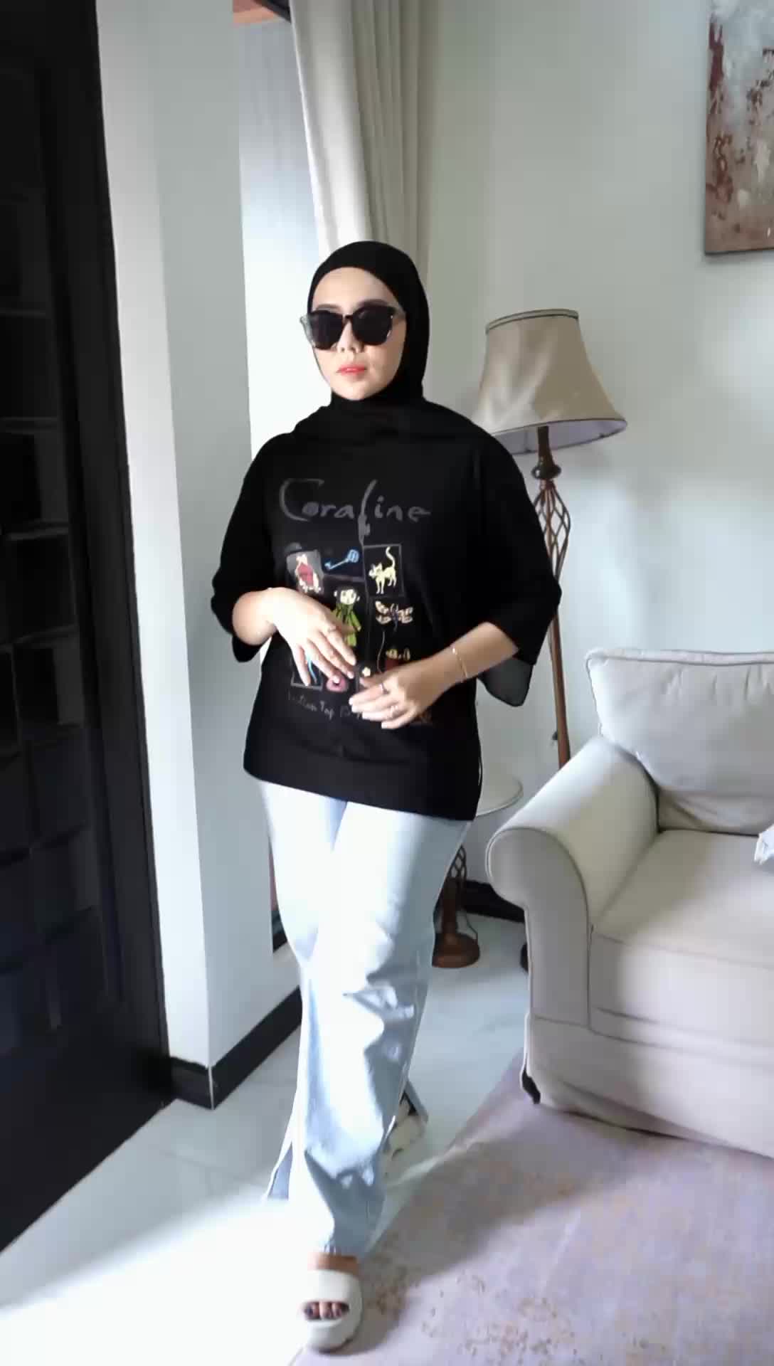Ayessa Shop Kaos Oversize Baseball Kaos Wanita Oversize Lengan 7/8 Kaos Sporty bahan katun Lembut Enak di Pakai