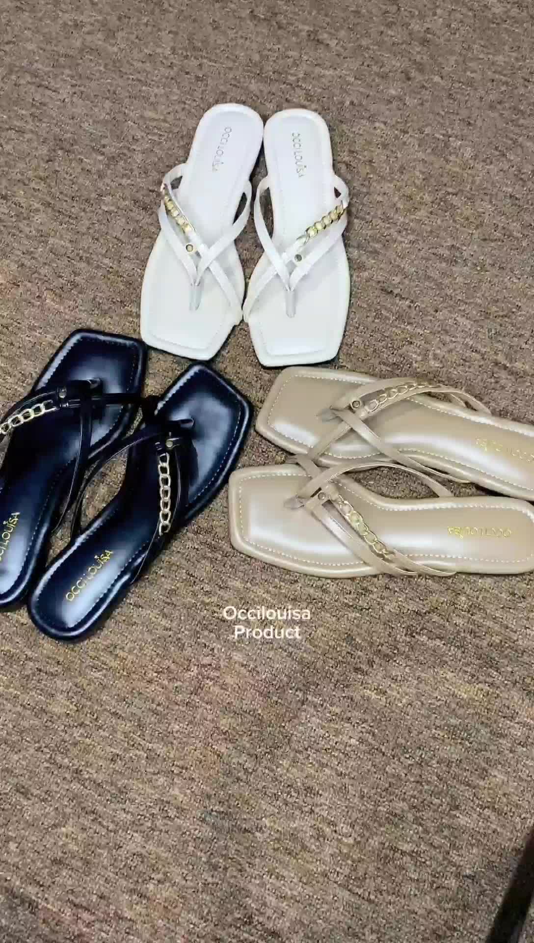 Occilouisa - Sandal Wanita Jepit Teplek Busa Tebal Super Empuk / Sendal Cewek Outfit Simple Sol Karet Hitam