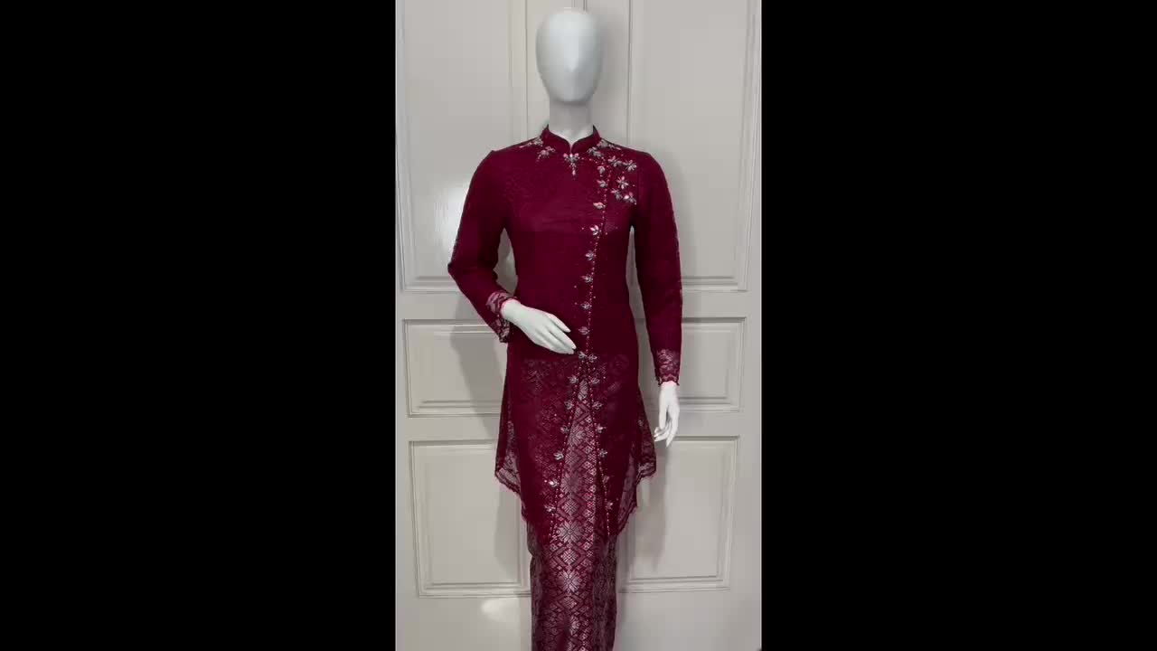 Setelan kebaya songket tunik Janggan payet mewah - Kebaya songket wisuda - Kebaya Modern - Atasan kebaya modern dan elegan 2025 - Dress baju kebaya brokat pesta lamaran kondangan