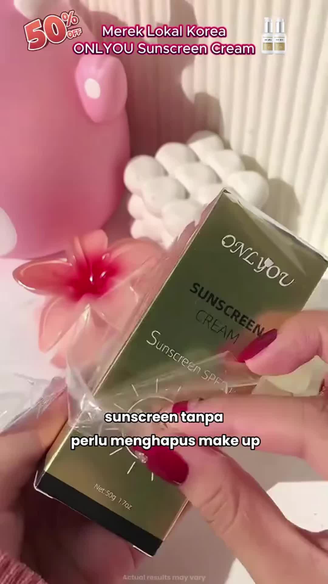 ONLYOU Sunscreen Cream pelembap tabir surya dengan perlindungan tinggi, dapat digunakan untuk kulit sensitif, krim tabir surya wajah SPF50+ PA+ 【COD】