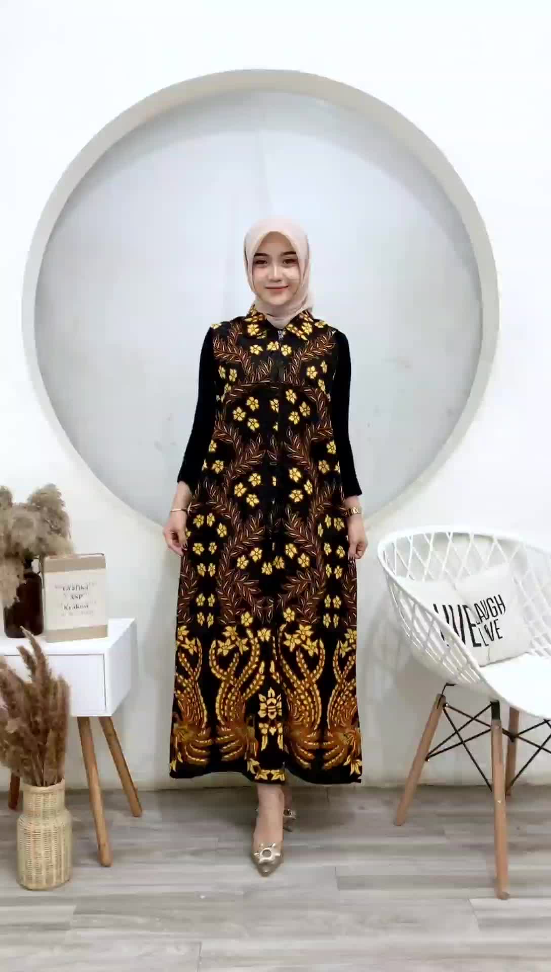 Outer batik kardigan batik resleting depan Katun Baju Muslim outer cardigan vintage long long cardigan dress kondangan