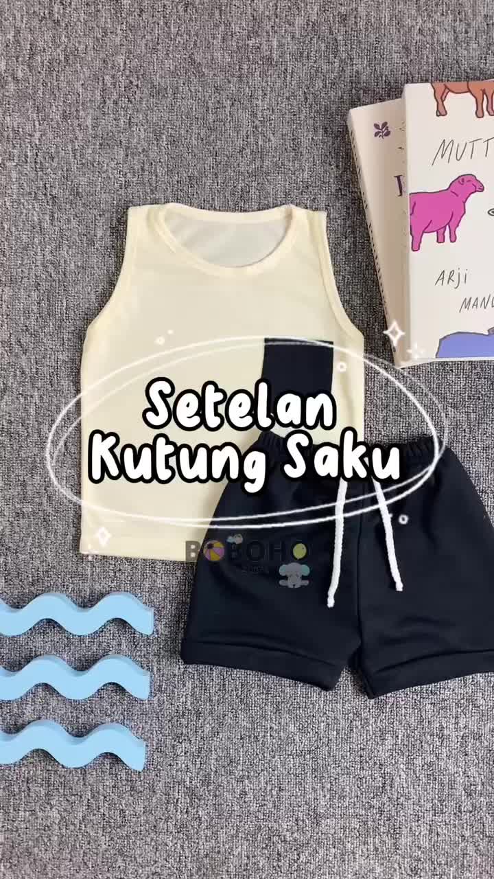 BOBOHO - Setelan Anak Kaos Kutung Tanpa Lengan Lokal / Setelan Anak Laki-Laki Tanpa Lengan Fashion