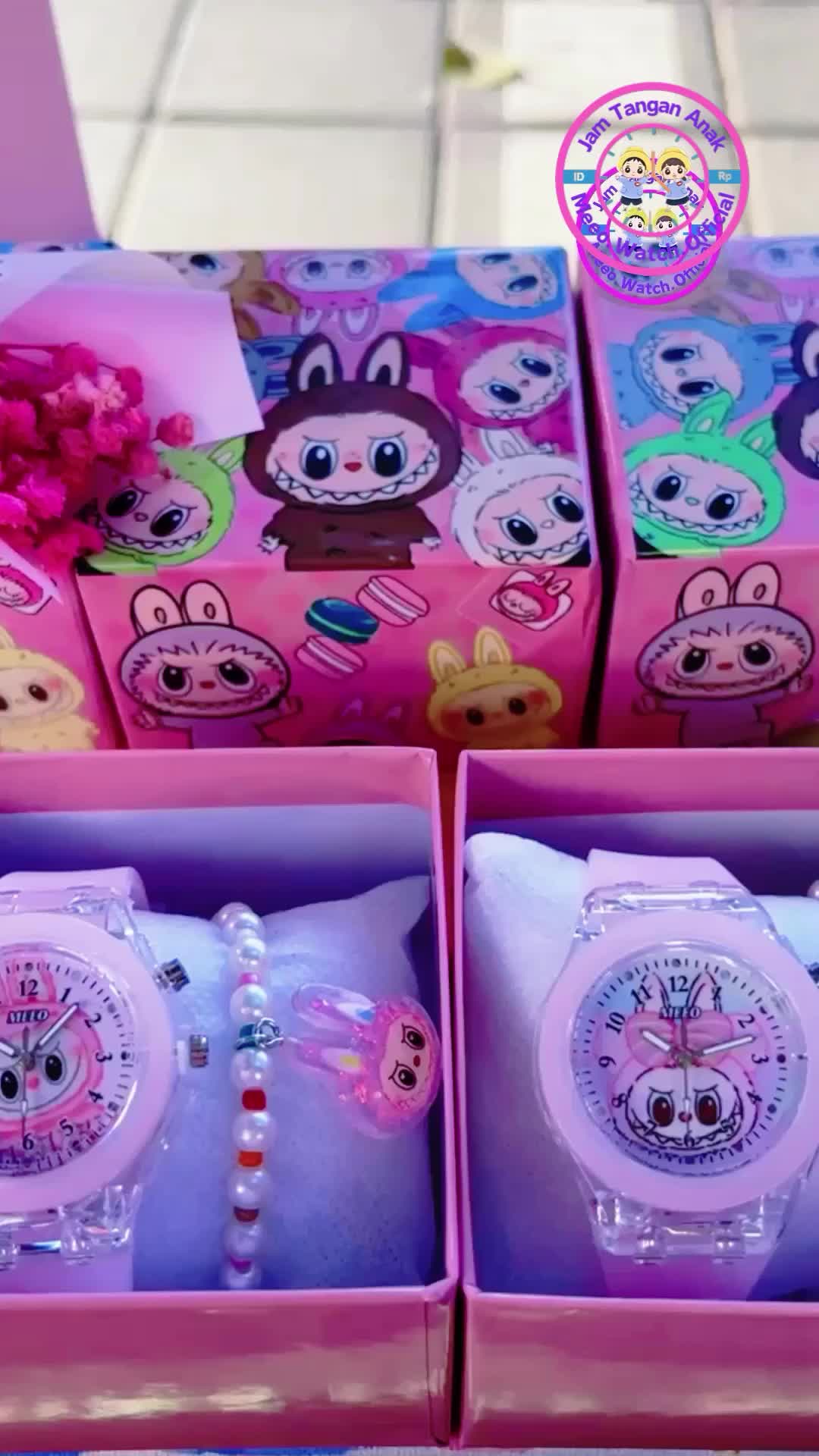 Jam tangan anak perempuan Set Gelang Fashion Jam tangan anak laki-laki Jam Tangan merah muda Jarum Lampu LED Gantungan kunci dompet