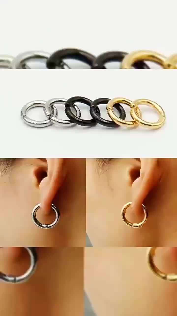 Anting Klip Tanpa Tindik Bahan Titanium Steel Gaya Hip Hop Untuk Pria / Wanita