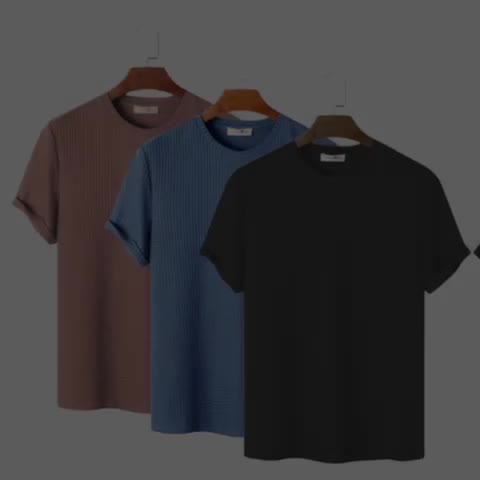 Paket Hemat 3pcs Kaos Pria Polos Casual Kekinian Kaos Waffle Basic Timeless M - XL Bisa COD Oblong Baju Distro Pendek Sablon Surfing Katun Combed Atasan Keren