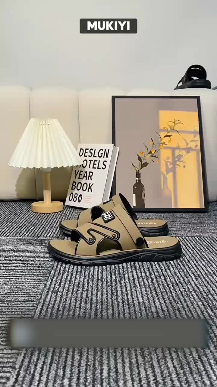 Sandal Pria Original Slip On Trendy Matte Kulit Coklat Cowok Kasual Sendal Laki-laki Limited Edition