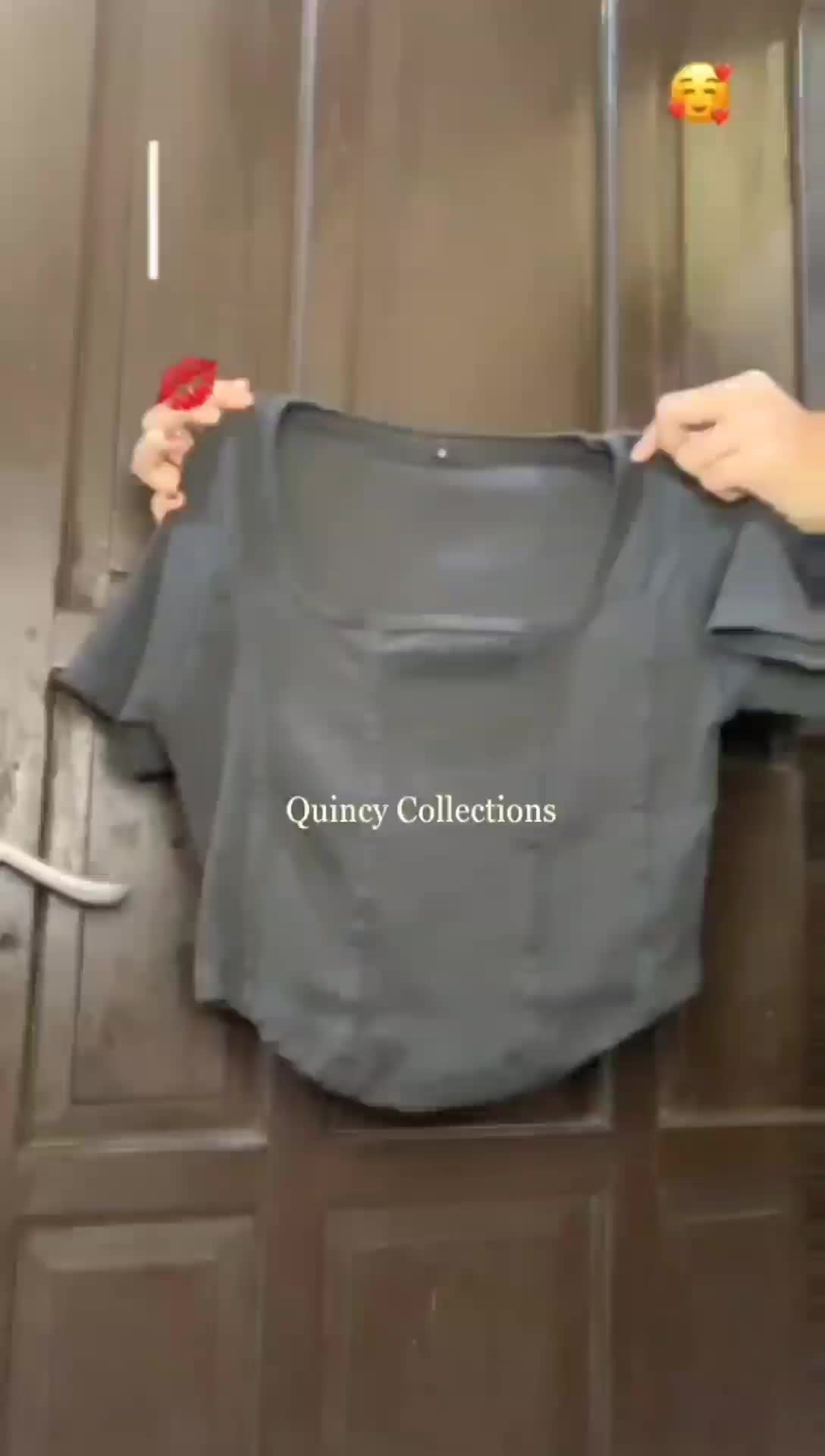 QUINCY - Crop Top Garis Dua Alicia Croptop Lengan Pendek Baju Basic Atasan Wanita Polos Rib Hitam Abu Putih