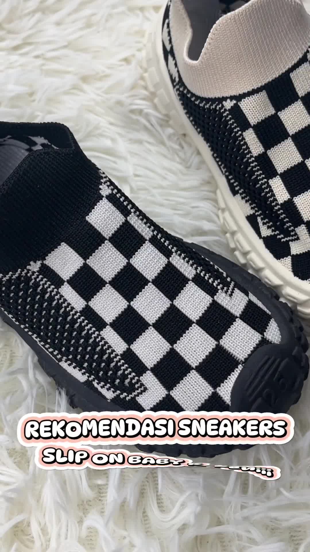 Sepatu Slip on Sneakers Anak / Sepatu Anak motif kotak-kotak/ Sepatu Jalan-Jalan Anak Laki-Laki Type ZY93 Kaki Fashion