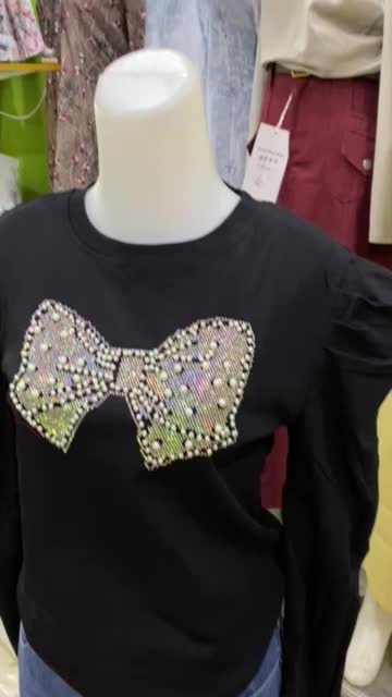 Atasan kaos butter pita mutiara crop wanita bkk