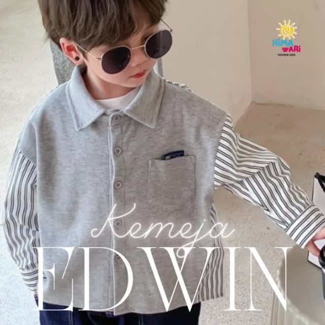 Himawari.kids [COD] Atasan Anak Laki EDWIN Lengan Panjang Model Formal Premium Quality Boys Fashion Baju