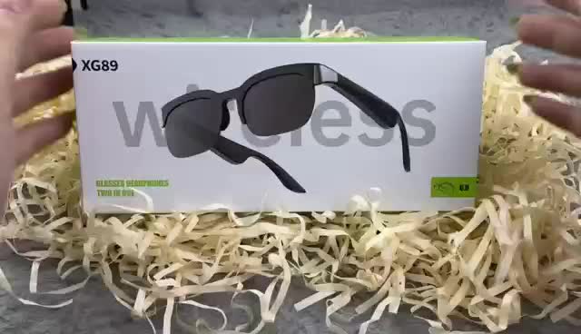 G89 Kacamata Headset Nirkabel, Suara Stereo Level HiFi, Kacamata Hitam Cerdas AI Headphone Hubungkan Kacamata untuk iPhone dan Android