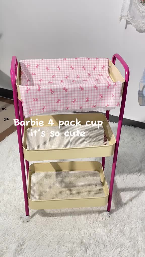 Miniso x Barbie Shining Collection ISI 4PCS Gelas Plastik Dengan Sedotan Cangkir Minum Desktop Plastic Tumbler 4-Piece Set 520ml