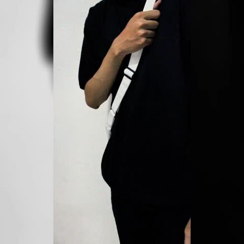 Tas Selempang Unisex SlingBag Polos Bahan Kanvas Tas Bahu Multifungsi -LW-7 Hitam Waistbag