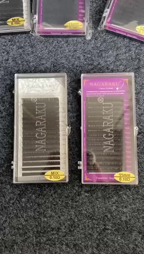 Nagaraku 0.20C 0.20D 0.15C 0.15D 0.25C 0.25D eyelash extension bulu mata single 16 baris mink lashes Hitam Bulumata Lem